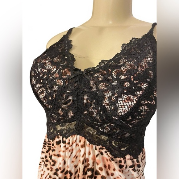 Soma Black and Brown Chemise with Lace and Animal Print - Picture 3 of 4